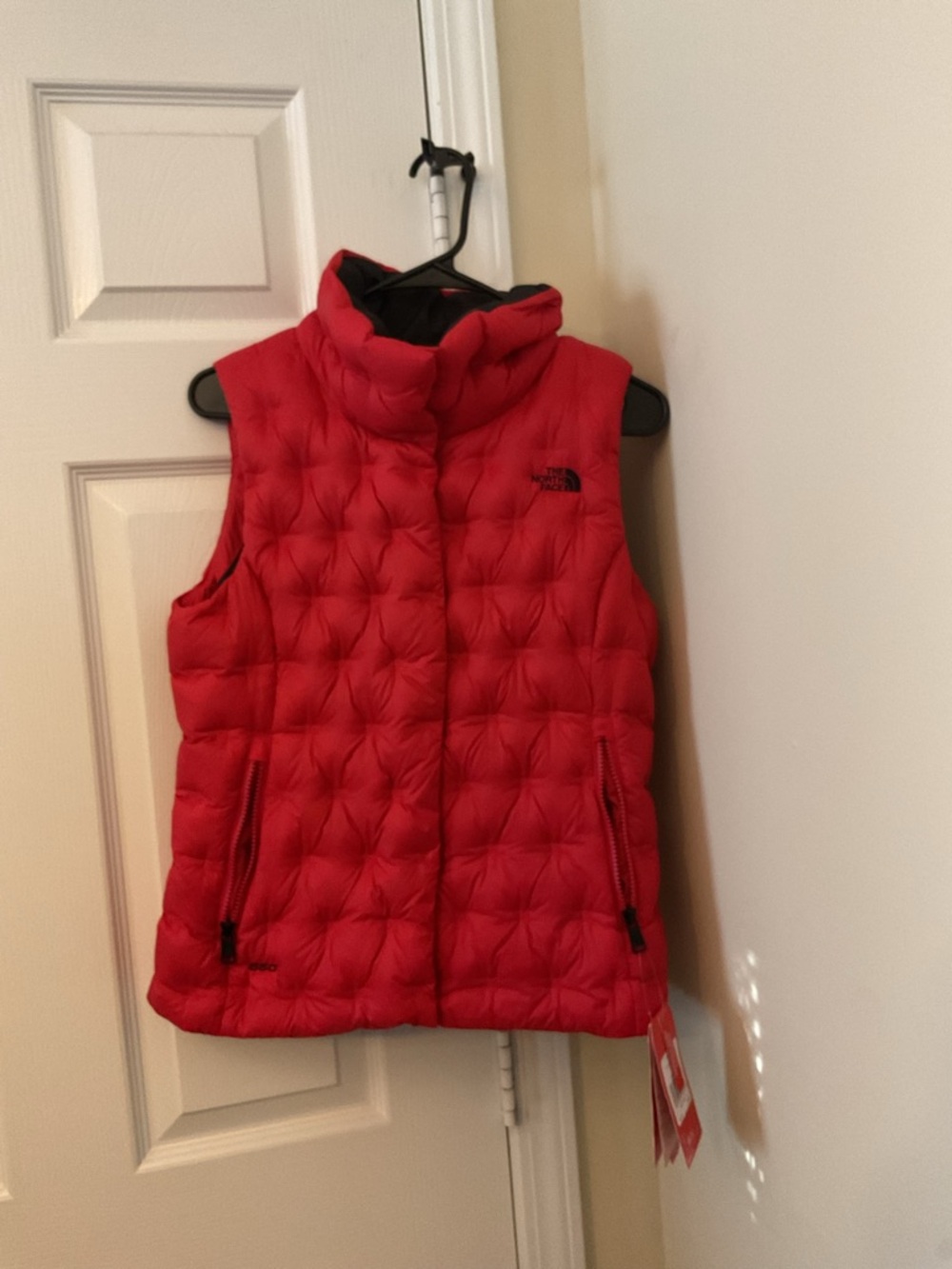 The North Face Bright Red Quilted Vest with Tag